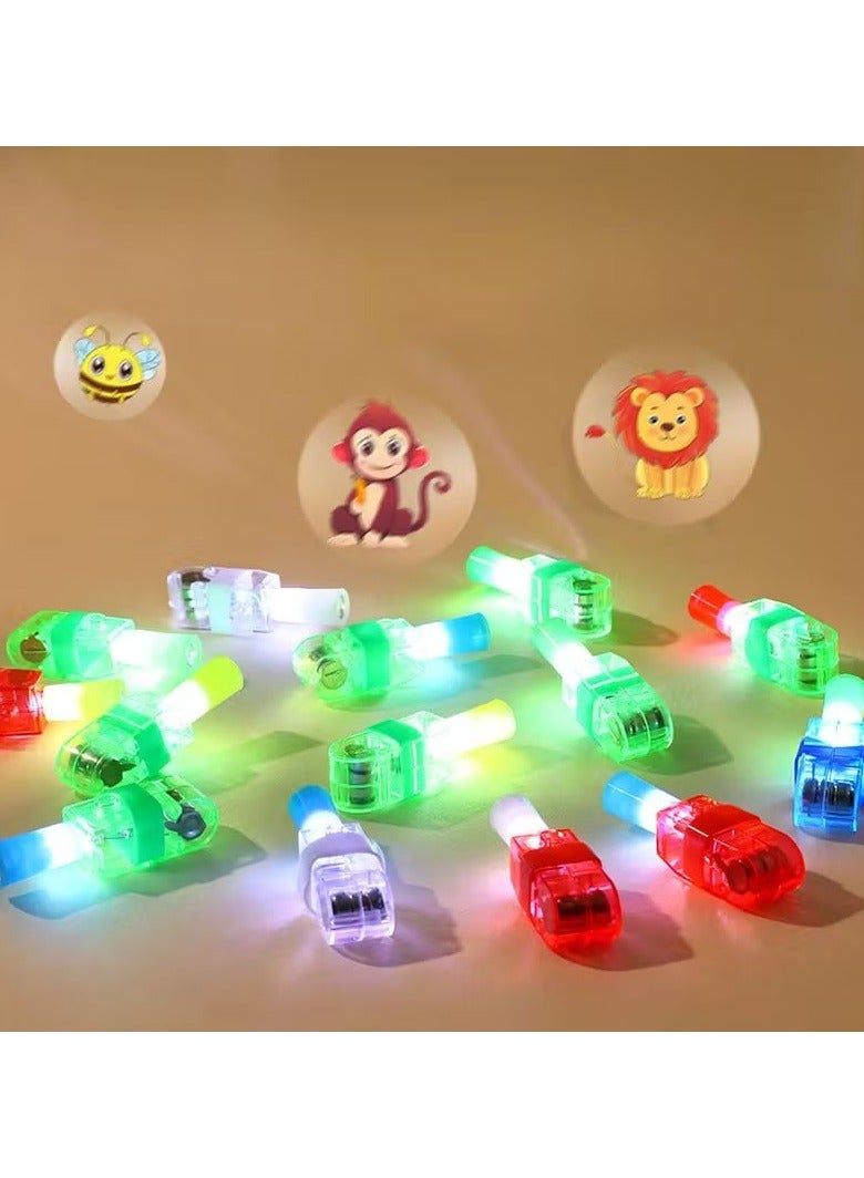 Yalla Pick 10 Pieces LED Animal Finger Lights with Projector, Cute Animal Party Favors Toys, Light Up Projection Party Decorations and Gifts for Kids Birthday(Assorted Colors) - Image 1